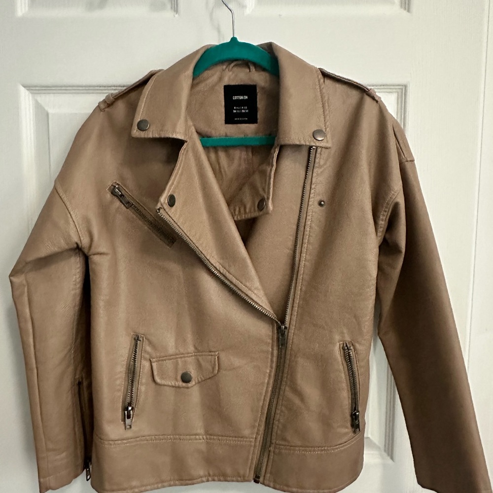 Tan Vegan Faux Leather Jacket